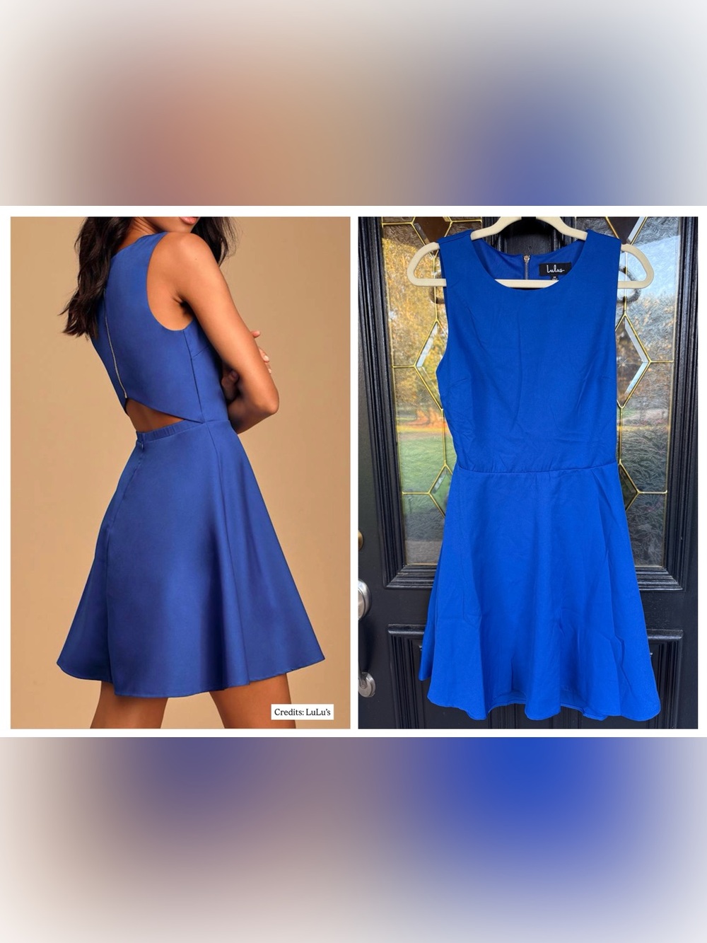 Lulu's Just Us Royal Blue Skater Dress - Size Medium (EUC)